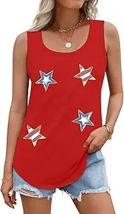 [JINTING] American Flag Tank Top Women 4th of July Tank Tops Stars Sequin Tanks Vest Patriotic O-Neck Casual Sleeveless Tops