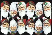 Mamelok English Embossed Scrap Die Cut - Colorful Christmas Santa's 788