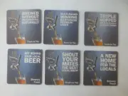 complete set of 6 Bluetongue Brewery Issue Beer Coasters " Brewery Closed "