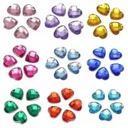 1000 Acrylic Faceted Heart Flatback Rhinestone Gems 10mm Cabachons No Hole