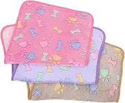 BCOATH 3pcs Soft Fleece Pet Blanket Washable Dog Cat Bed Blanket Cute Puppy Pattern Small Size for Puppy Kitten
