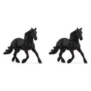 2x Schleich 6.1'' Friesian Stallion Animal Action Figure Kids/Children Toy 3-8y
