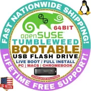 OpenSUSE Tumbleweed LINUX OS Bootable USB Live Boot, Installer 64-Bit for Mac/PC