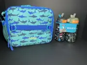 New Bentgo Shark Deluxe Insulated Lunch Bag and Dinosaur Water Bottle 2-Pack Set
