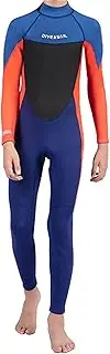 SANANG Youth Boys Girls 2.5mm Neoprene Warm Diving Suit One Piece Back Zipper Long Sleeved Snorkeling Surfing Winter Swimming Wetsuit