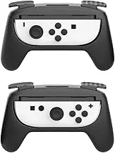Abs Grips for Switch 2 Controllers, Ergonomic Hand Grip for Switch 2 Handles, Wear-Resistant & Anti-Slip Controller Grips Handle Kit, Left and Right Small Handle for Switch2 Accessories (Black)
