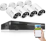 8CH 8MP Home Security Bullet Camera System，4pcs Wired 4MP POE IP Bullet Cameras Waterptoof Outdoor Security Camera 8CH 4K POE NVR,AI Color Night Vision,One-Way Audio,with LAN Cables(Not Include HDD)