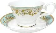 LE POTOCIO Bone China Tea Cup and Saucer, Bone China Tea Coffee Cup and Saucer Set for 1, Vintage Bone China Tea Cups for Tea Party or Gift Giving