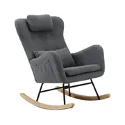 Oikiture Rocking Chair Nursing Armchair Sherpa Accent Chairs With 2 Pillow Grey