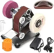 NuoDunco BaiNuo Electric Belt Sanding Machine, Mini Belt Grinder 7 Adjustable Speed Power Sanders with 10pc 330mm*30mm Sanding Belts 2pc Grinding Wheel Polishing Wheel(UK 3 pin Plug Upgrade) 2
