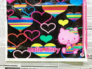 【震撼精品百貨】Hello Kitty 凱蒂貓 HELLO KITTY日本SANRIO三麗鷗KITTY縮口袋/購物袋-愛心黑*92085 震撼日式精品百貨