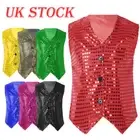 AU Kids Sequins Vest Crop Top Hip Hop Modern Dance Jacket Waistcoat Stage Wear