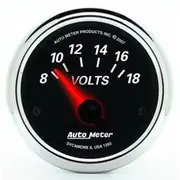 Autometer Designer Black Voltmeter Electric - 2 1/16 Inch, Short Sweep, AU1293