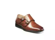 Florsheim Boys' Reveal Double Monk Strap Cognac Leather Dress Shoes 16596-221