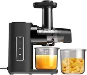 Cold Press Juicer, High Juice Yield Juicer Machines with 2 Speed Control, Ultradense Filter, Masticating Slow Juicer for Whole Fruit and Vegetable with 2 Cups and Brush
