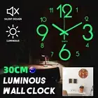 Modern Glow In Dark Wall Clock Luminous Wooden Non Ticking Quartz Modern Decor