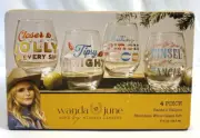 Wanda June Santas Saloon 18 oz Stemless Wine Glass Set Miranda Lambert