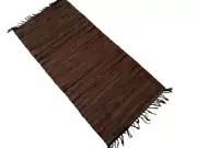 Leather Rug for fireplace, fire-resistant mat, LIGHT BROWN