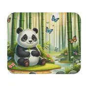 Mouse Pad (Rectangle) Panda Bear in Whimsical Setting Design 1, Gift Birthday