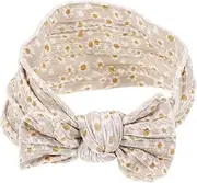 Hohopeti Knot Headband Hair Bows with Printed Design Soft Elastic Turbans for Newborns Comfortable Head Wraps for Everyday Outfits