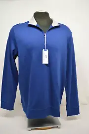 NEW Southern Tide Men's Cary Quarter Zip Cotton Pullover in Yacht Blue Sz MED