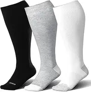 LEVSOX Bamboo Plus Size Compression Socks for Women Men Wide Calf 15-20mmHg Knee High for Pregnancy, Nurse, Travel