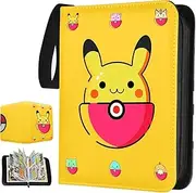 Trading Card Binder 4-Pocket for Kids: Portable Zipper Cards Holder - 400 Pockets Baseball Card Sleeves Waterproof Card Ablum with 50 Removable Sleeves Collector for TCG MTG Cards for Boys Gift