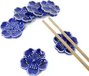 Honbay 6PCS Elegant Cherry Blossom Ceramic Chopsticks Rest Rack Stand Holder for Chopsticks, Forks, Spoons, Knives, Paint Brushes (blue)
