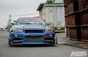 Cars 999 nissan skyline gtr blue Desk Mat Stitched