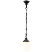 White Spheres Chain Pendants Lights Glass Black Modern Period Lighting Melbourne