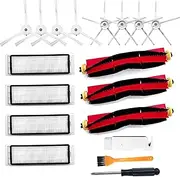 [YBVABE] Replacement Parts for Roborock S6 Pure Maxv S5 MAX S4 Max E4 E20 E25 E35 S50, 18-Pack Accessories Kit, 3 Main Brushes, 8 Side Brushes, 4 Filters