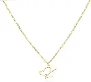 [Jacruces] Initial Necklaces for Women Girls 14k Gold Plated Necklace Dainty Gold Letter Pendant Heart Necklace Custom Personalized Name Necklace Cute Choker Necklace Minimalist Gold Jewelry Gift