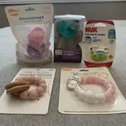Beaded Pacifier Clip; Silicone Teether; 3 Varieties Pacifiers NEW