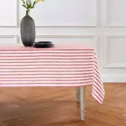 Solino Home Rectangle Linen Tablecloth for Summer, Dining Decor - Madison Stripe