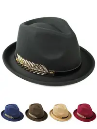 在飛比找Yahoo!奇摩拍賣優惠-禮帽男女通用舞臺爵士帽時尚紳士帽秋冬帽子氈帽英倫黑色小禮帽女