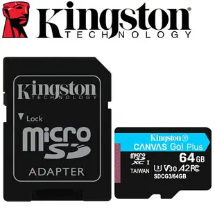 Kingston 金士頓 64GB microSDXC TF UHS-I U3 V30 A2 記憶卡 SDCG3/64GB