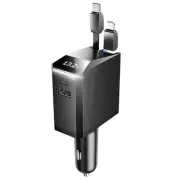 Retractable Car Charger, 217W USB C Car Charger with HD Voltage Monitor for L...