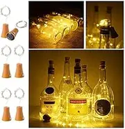 6 Pack Solar Powered Wine Bottle Lights 10 LED Waterproof Warm White Copper Cork Shaped Lights for Wedding Christmas Outdoor Holiday Garden Patio Pathway Decor