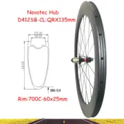 700C 60x25mm Road Bike Carbon Tubeless Rear Wheelset Novatec D412SB-CL Hub