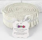 Soimoi 40Pcs Solid Off White Precut Fabrics Strips Roll Up 1.5 Inches Cotton Jelly Rolls for Quilting