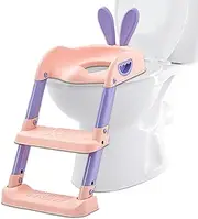 Kids Toilet Seat, 2-in-1 Foldable Potty Trainer with Step Stool, Adjustable Height, Anti-Slip Pads, Safe Bathroom Accessory for Kids 6 Months to 10 Years