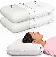 MY ARMOR Memory Foam Pillow Set of 2 | 2 Years Warranty | 5 Inch Thick King Size Orthopedic Pillows for Neck Pain Relief, with Removable Washable Cover - Pack of 2