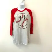 Next Level Baseball Raglan Smiley Face Baseball Design NWT Size Medium
