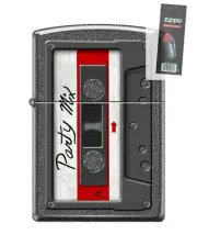 Zippo 57355 party mix vintage cassette music tape Lighter + FLINT PACK