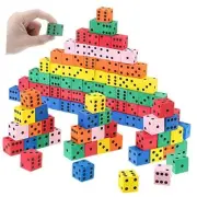 100 Pcs Foam Dice for Classroom Small Colorful Dice Cubes with Number Dots