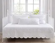 Laura Ashley - Daybed Set, Cotton Bedding with Matching Shams & Pillow Cover, Lightweight Home Decor for All Seasons (Trellis White, Daybed)