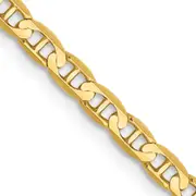 14K Yellow Gold 26 Inch 3mm Concave Anchor With Lobster Clasp Chain