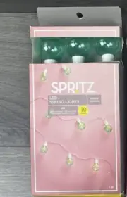 Spritz LED String Lights Battery Operated Green Globe 10 Lights