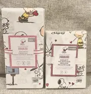 NEW Pottery Barn Kids Peanuts Snoopy Valentines Standard Pillowcase & Crib Sheet