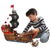 KidKraft Wooden Pirate Ship Play Set Lights Sounds & 8 Accessories 2'L 2DAY SHIP